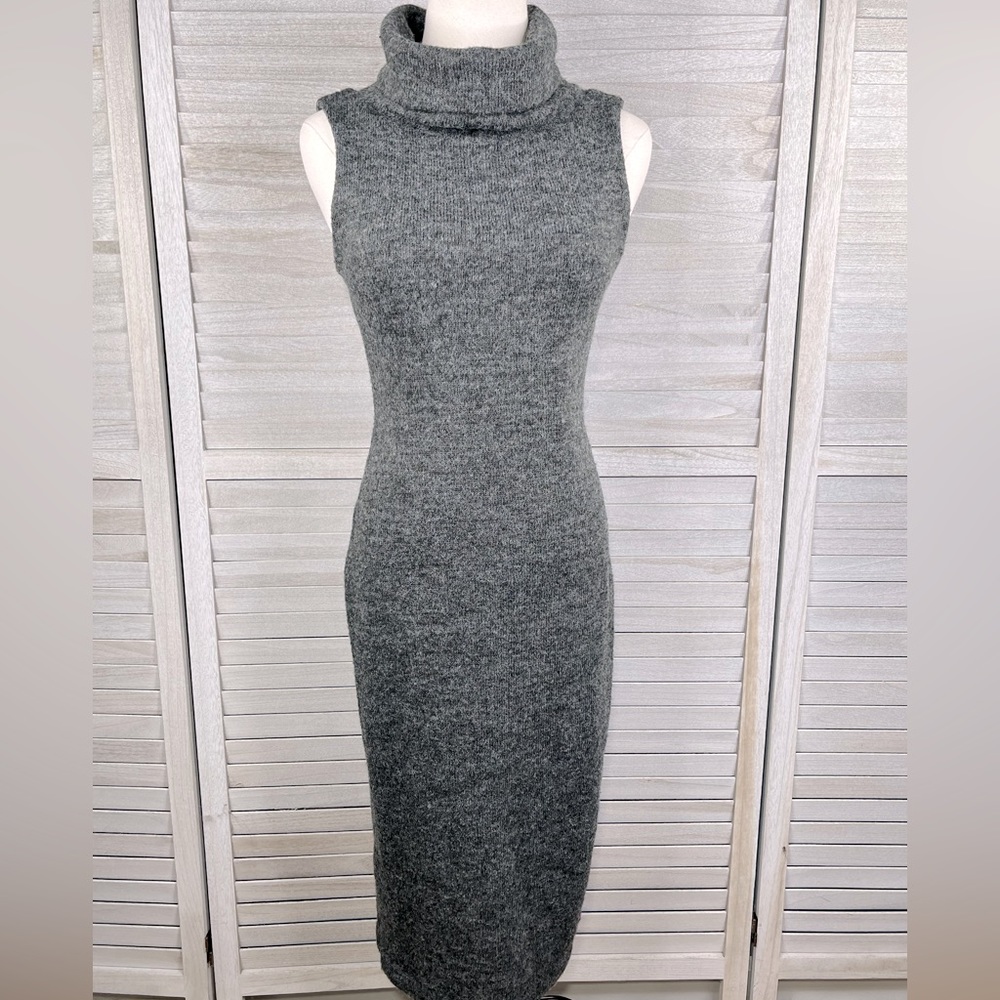 BACK TRACK CLOTHING Vintage Bodycon Sleeveless Sweater Dress Cowl Neck Gray-S